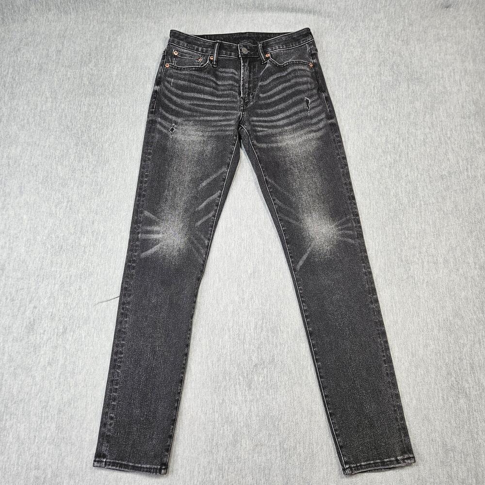 American Eagle Jeans Mens 29x32 Black Athletic Skinny Airflex 360 Distressed